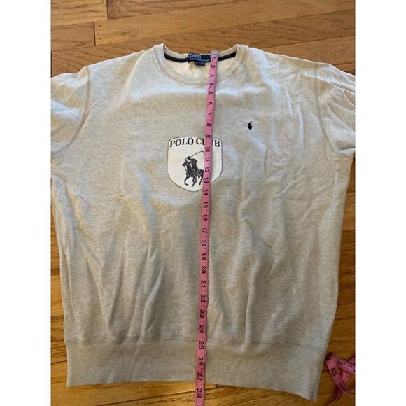 Polo By Ralph Lauren Vintage Mens Grey Polo Club Pony Graphic Crewneck Sweater L - Picture 6 of 10